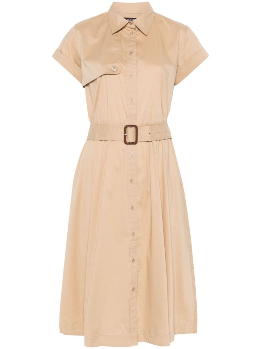 Lauren Ralph Lauren Belted Beige Mini Dress
