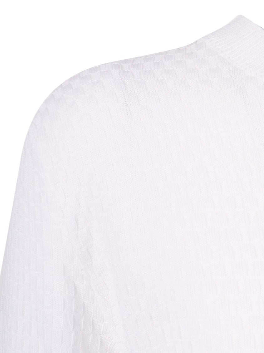 Kangra Cashmere Short Sleeve Micro Check Top