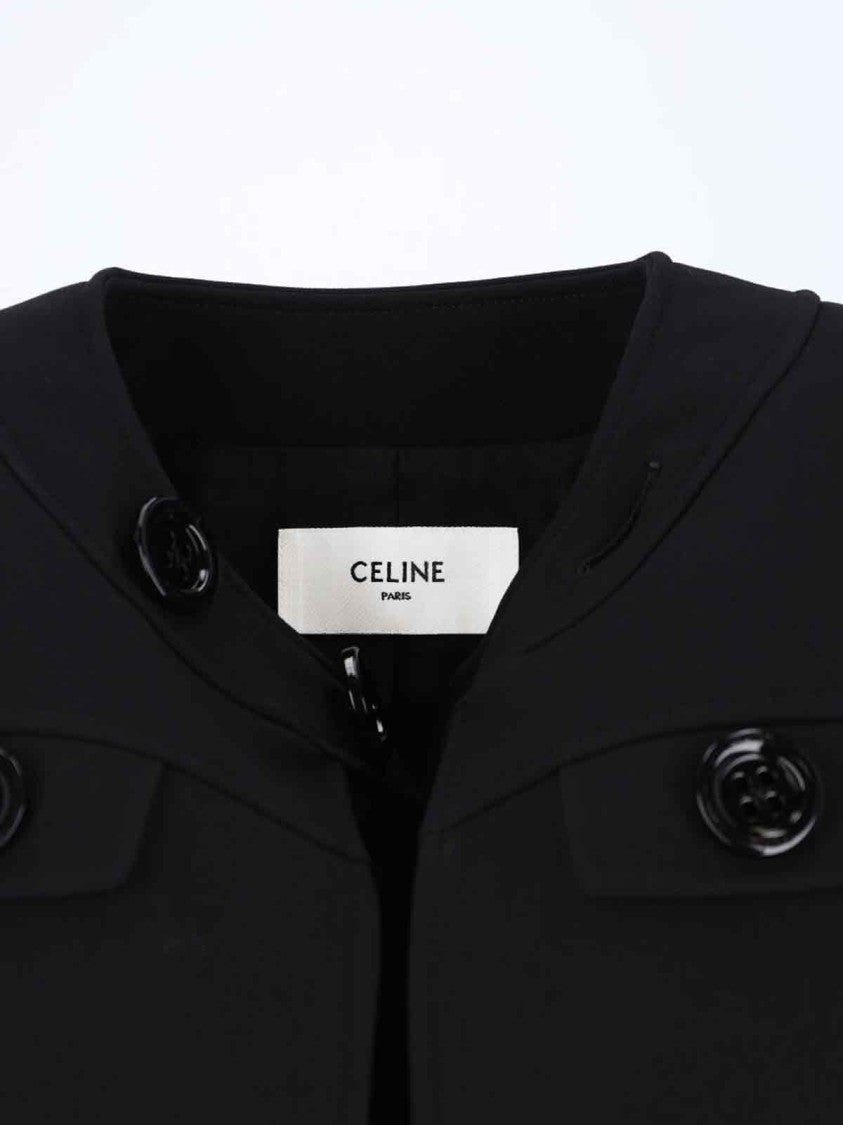 Céline Wool Jacket With Oversized Buttons And Round Neckline