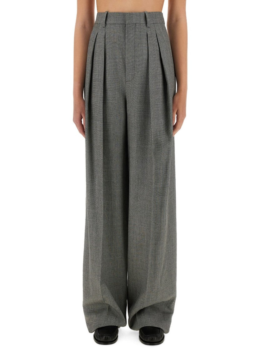 Saint Laurent Wide-Leg Pants In Wool Chiné