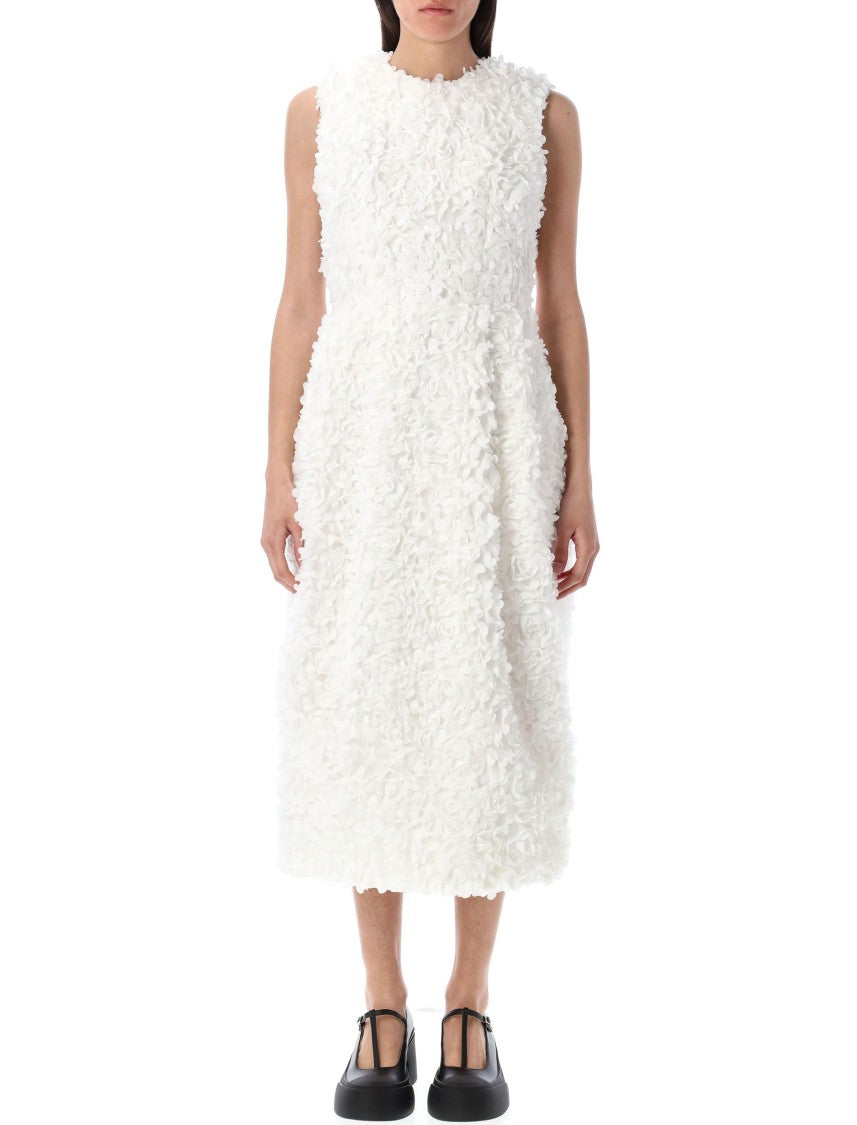 Comme Des Garçons Floral-Appliqué Midi Dress