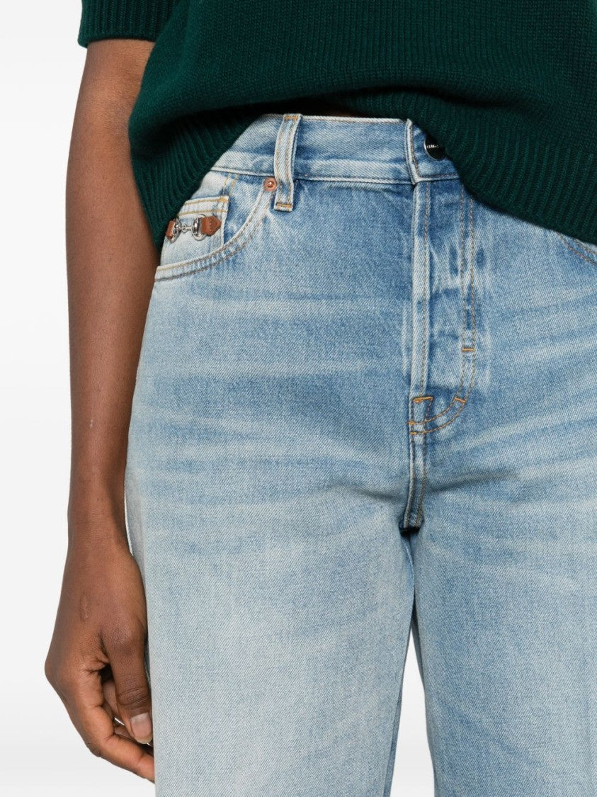 Gucci Wide-Leg Cotton Denim Trousers