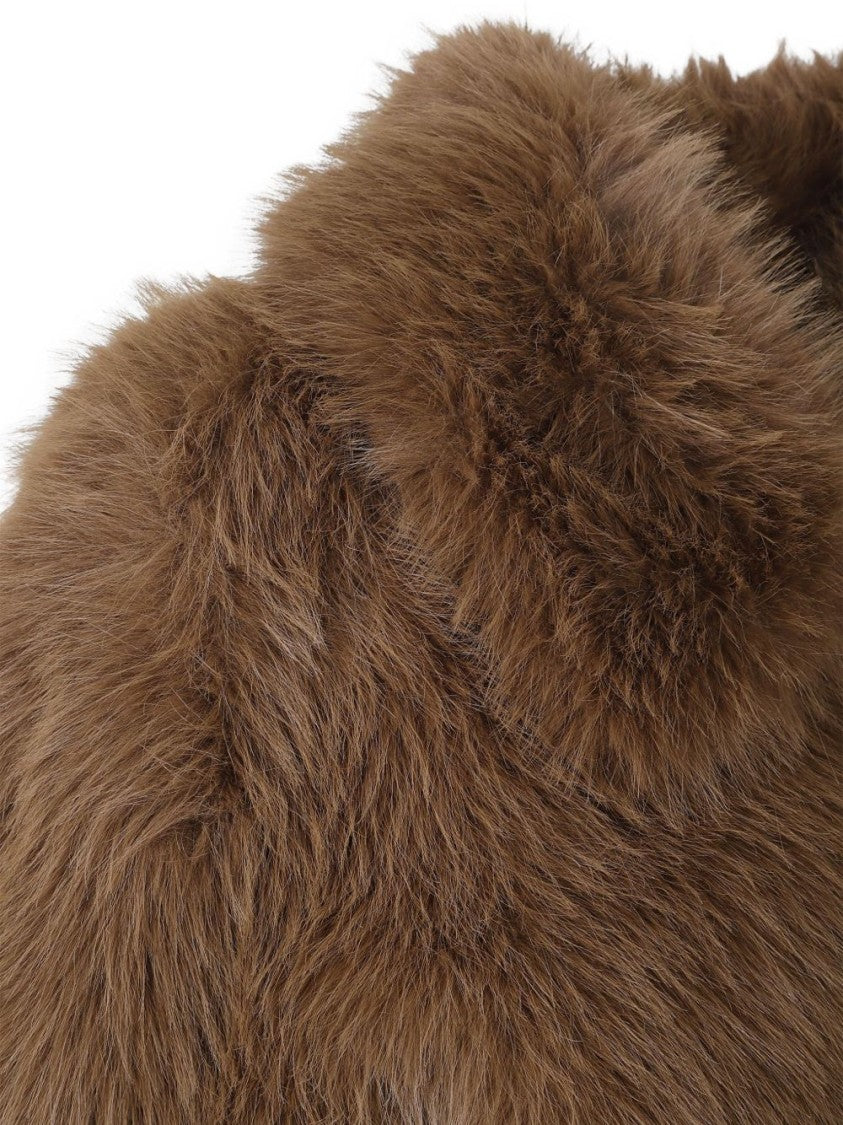 The Frankie Shop Cropped Wide Collar Faux Fur Coat
