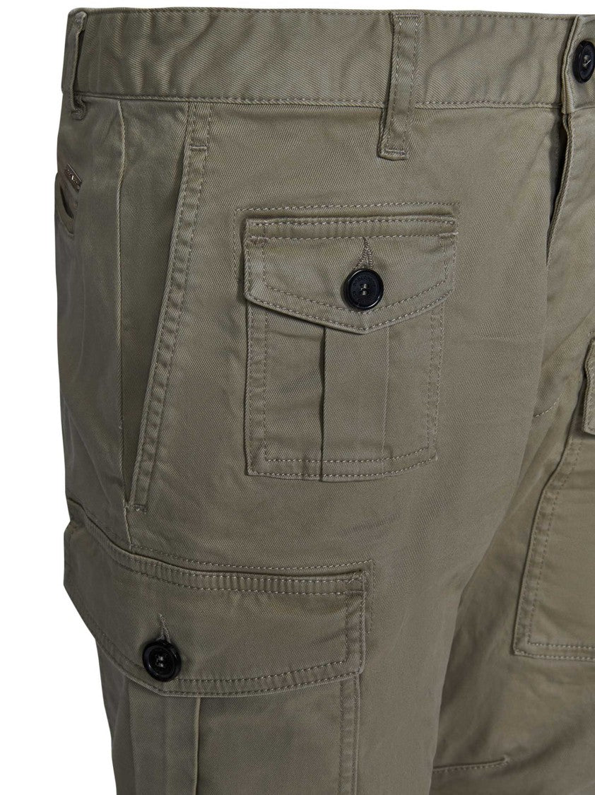 Dsquared2 Cargo Trousers With Button-Up Closure And Bronze-Tone Logo