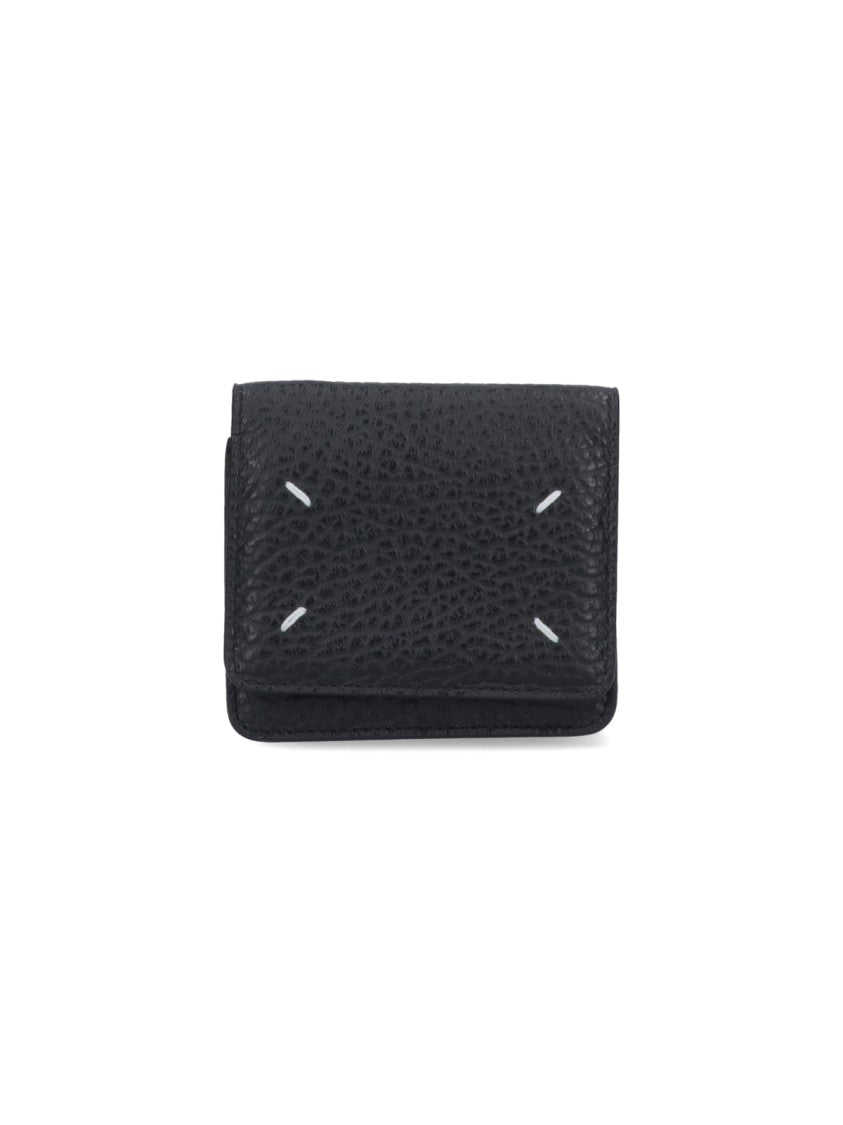Maison Margiela Textured Hammered Leather Wallet With Distinctive Stitching