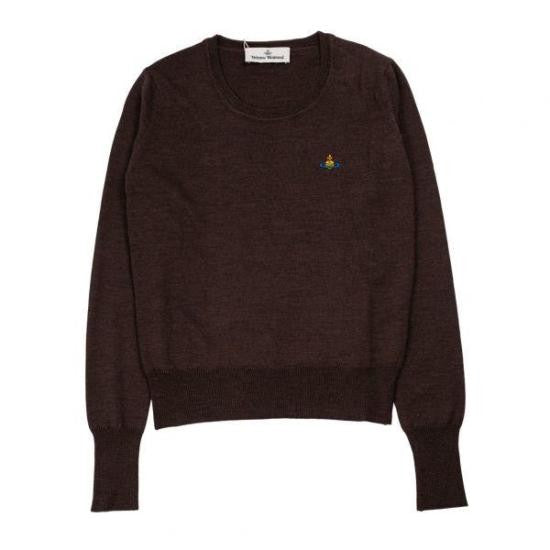 Vivienne Westwood Fitted Brown Wool Sweater With Emblem Detail