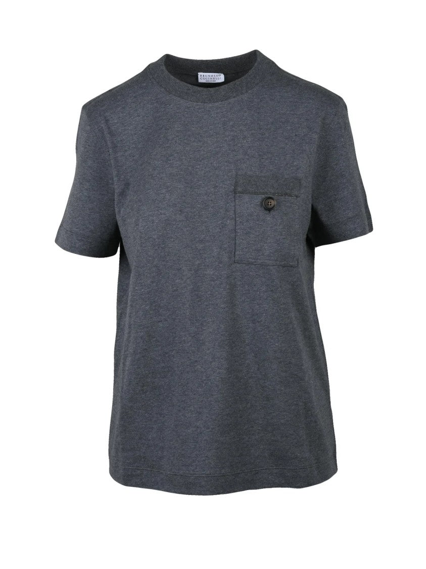 Brunello Cucinelli Grey Cotton Women T-Shirt