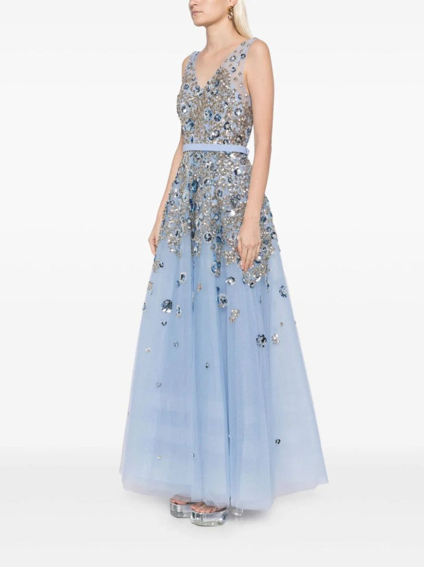 Saiid Kobeisy Tulle, Ankle Length Dress With Dotted Beading