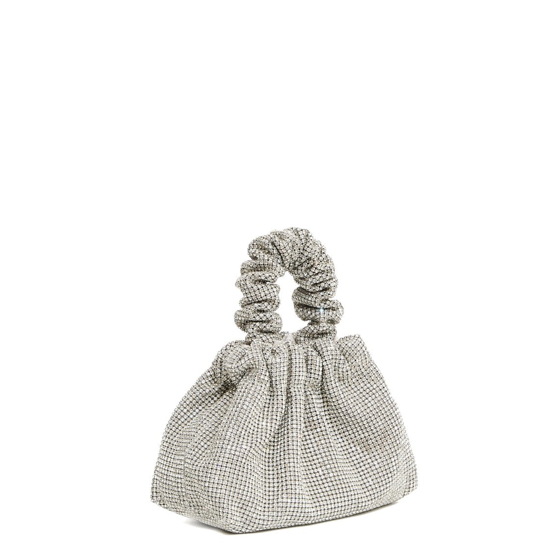 Twentyfourhaitch Gathered Handle Silver Handbag With Embellishments