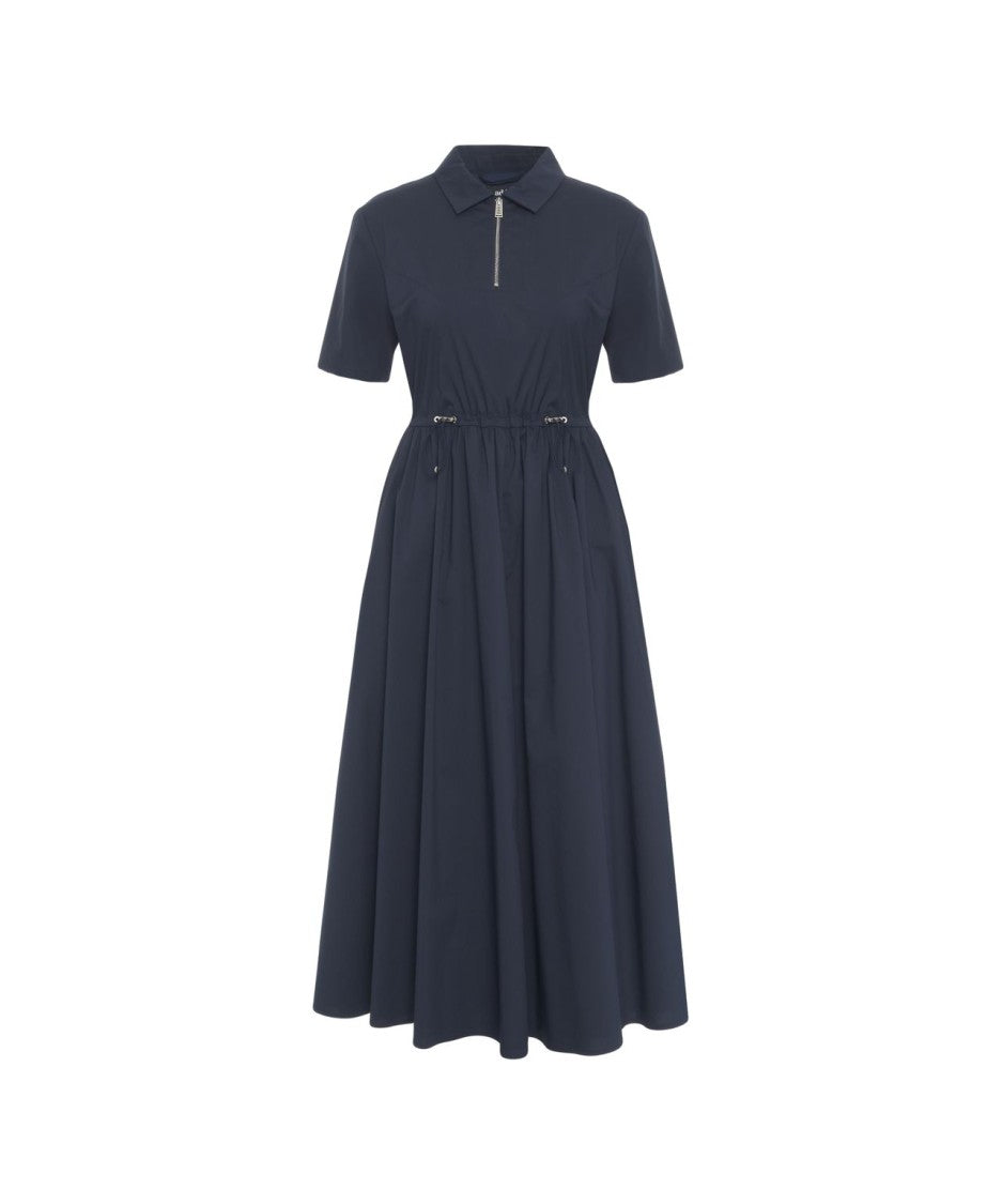 Add Drawstring Waist Midi Dress With Flared Cut