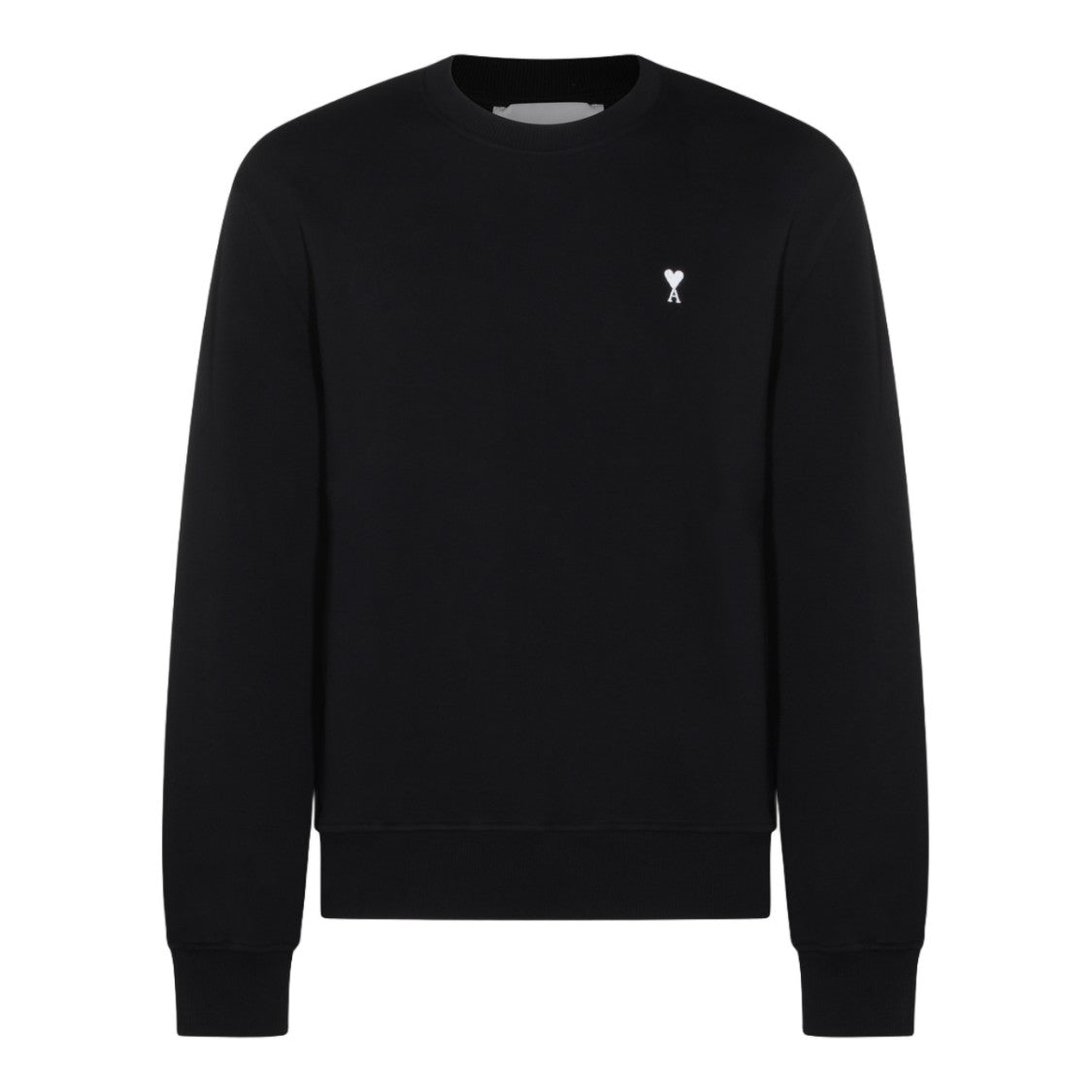 Ami Paris Classic Black Sweater With Crew Neckline And Ribbed Finish