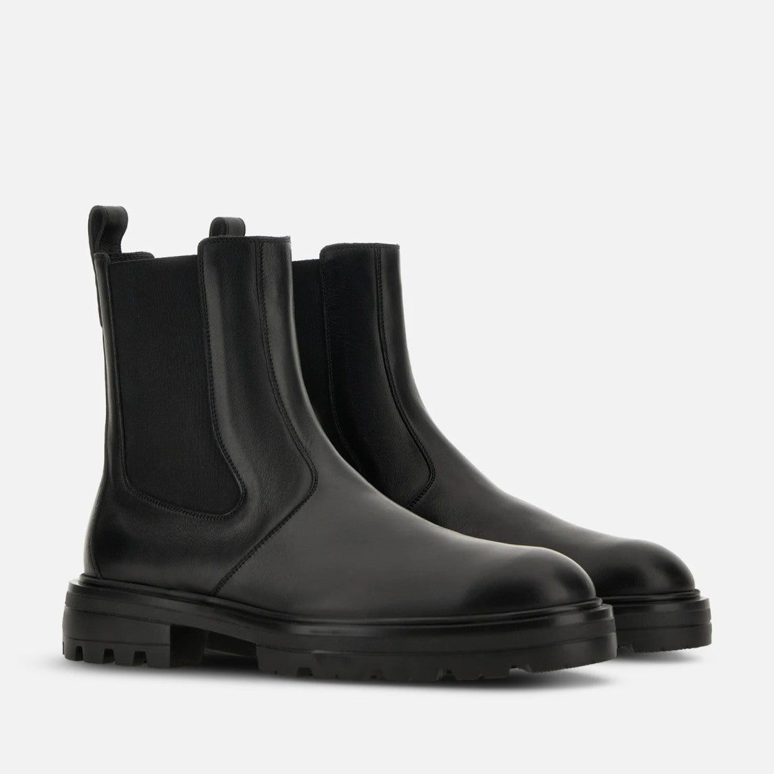 Hogan Contemporary Black Calfskin Ankle Boots