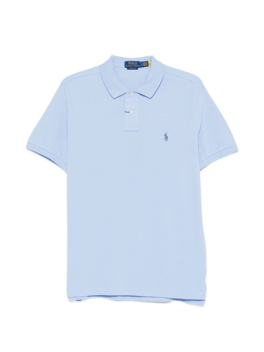 Polo Ralph Lauren Short-Sleeve Polo Shirt In Light Blue Cotton