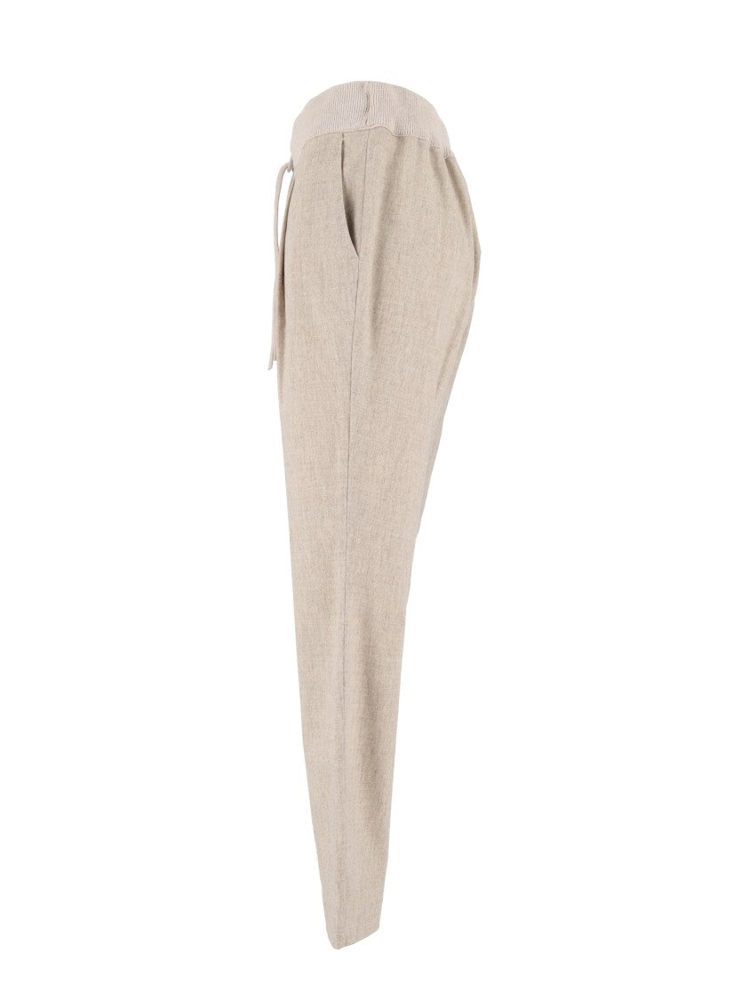 Fabiana Filippi Greige Flannel Knit Waistband Jogging Trousers