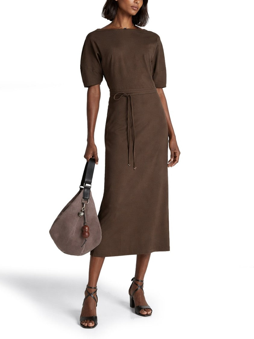 Lemaire Cotton Linen Fitted Boat Neck Dress