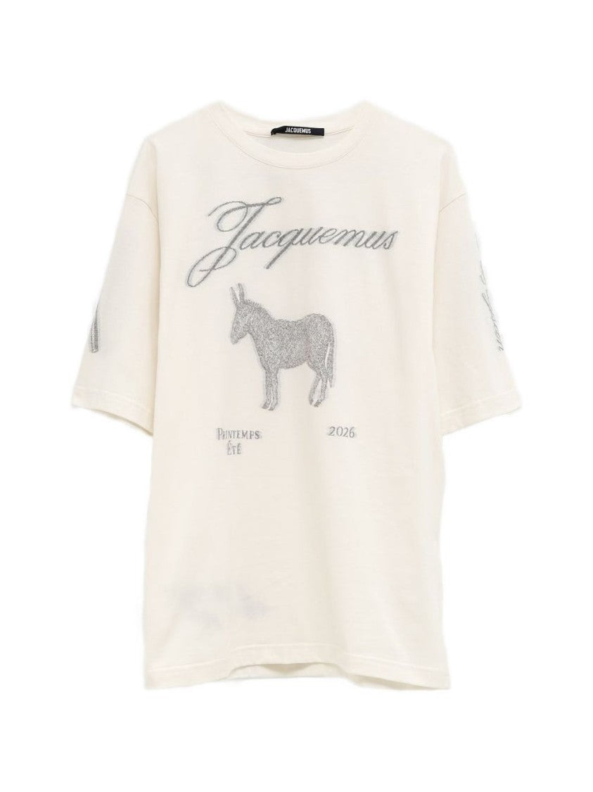 Jacquemus White Graphic Jacquard Crew Neck T-Shirt