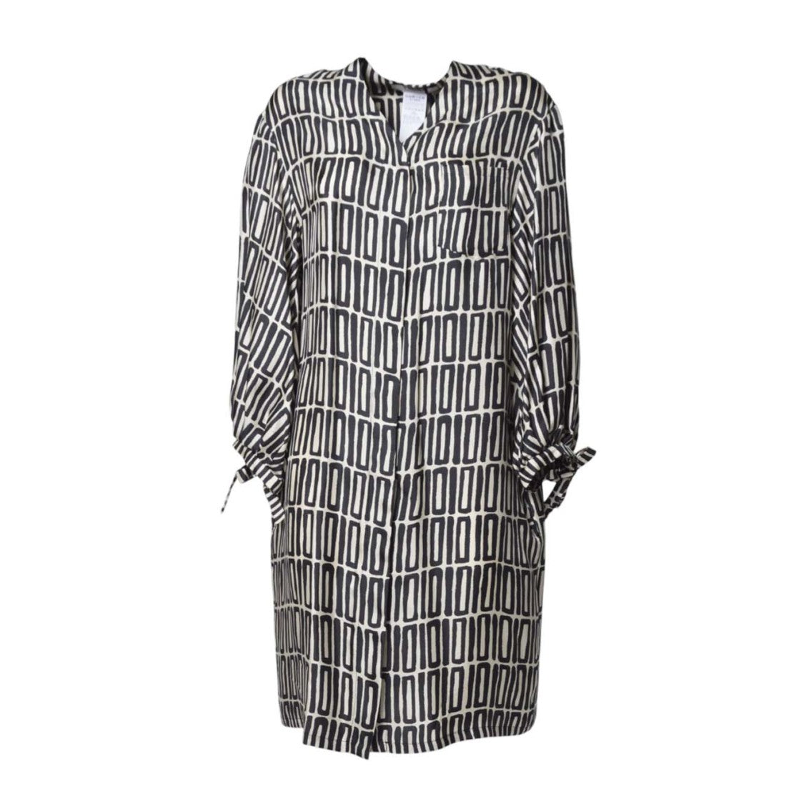 Max Mara Relaxed Midi Dress With Geometric Pattern And Button-Down Front