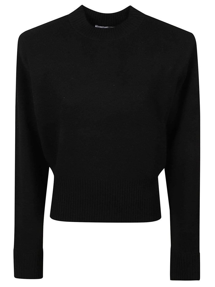 Iro Black Cropped Sweater With Ribbed Detailing