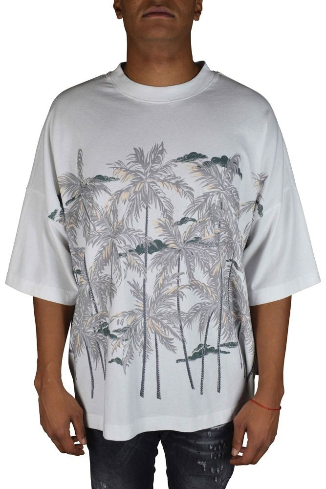 Palm Angels Loose-Fitting White T-Shirt With Palm Tree Print