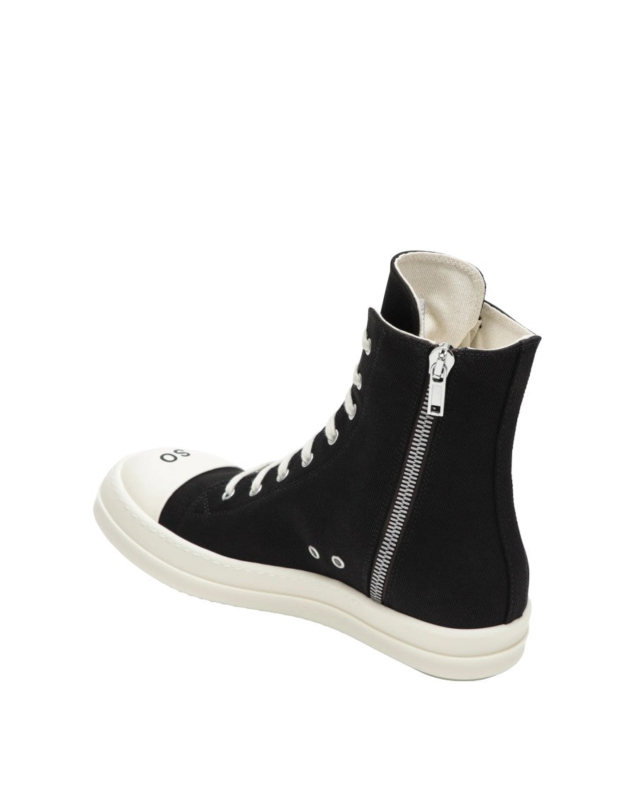 Drkshdw By Rick Owens Black High-Top Canvas Sneakers