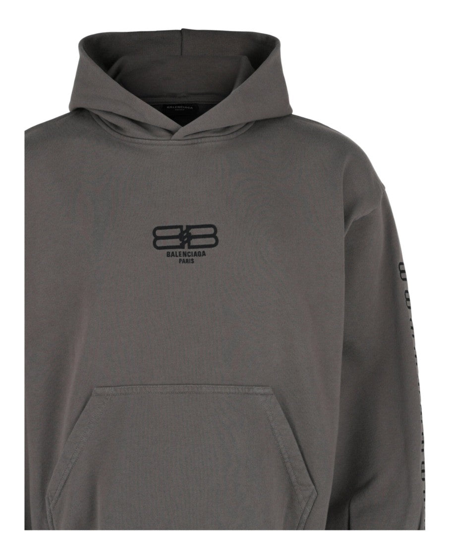Balenciaga Fitted Hooded Sweatshirt With Embroidered Logo Accents