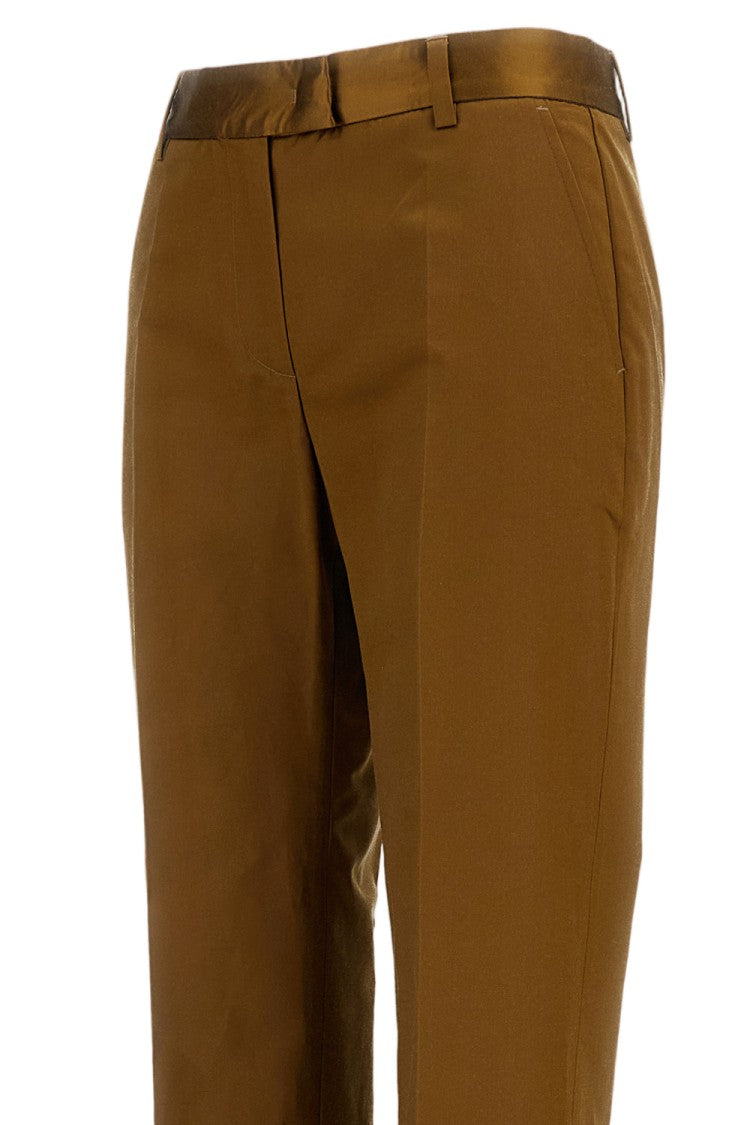 Alberto Biani Brown Silk-Blend Straight-Leg Cropped Pants