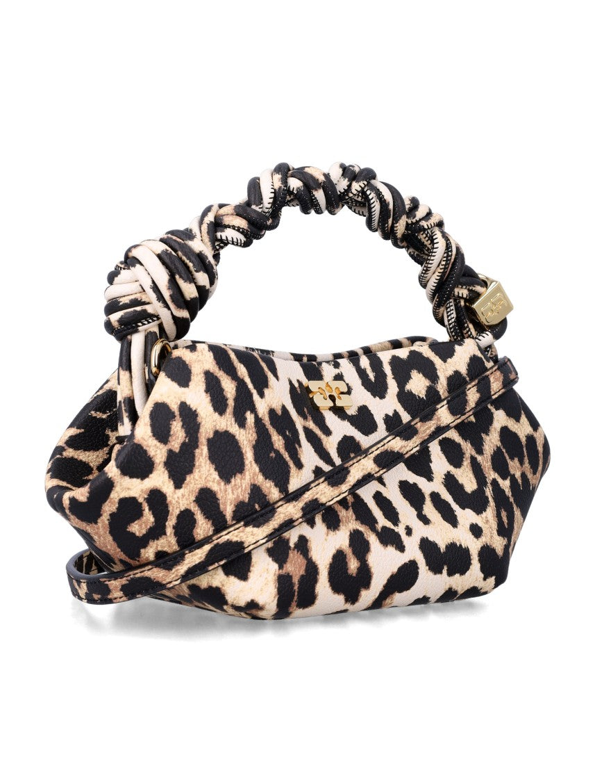Ganni Mini Bou Grained Leopard Print Bag