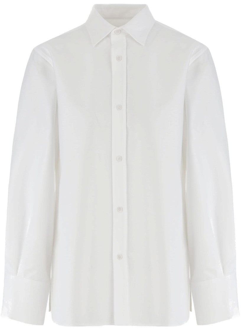 Darkpark Structured Collar Cotton Shirt With Long Sleeves And Side Slits