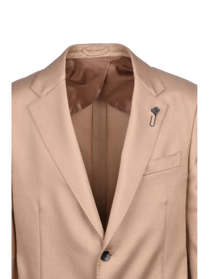 Lardini Beige Cashmere Virgin Wool Silk Jacket
