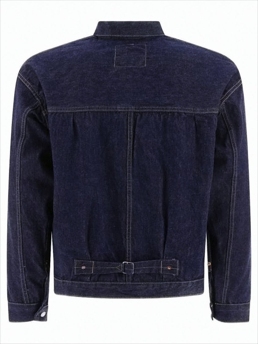 Orslow Cropped Indigo Denim Jacket With Structured Collar