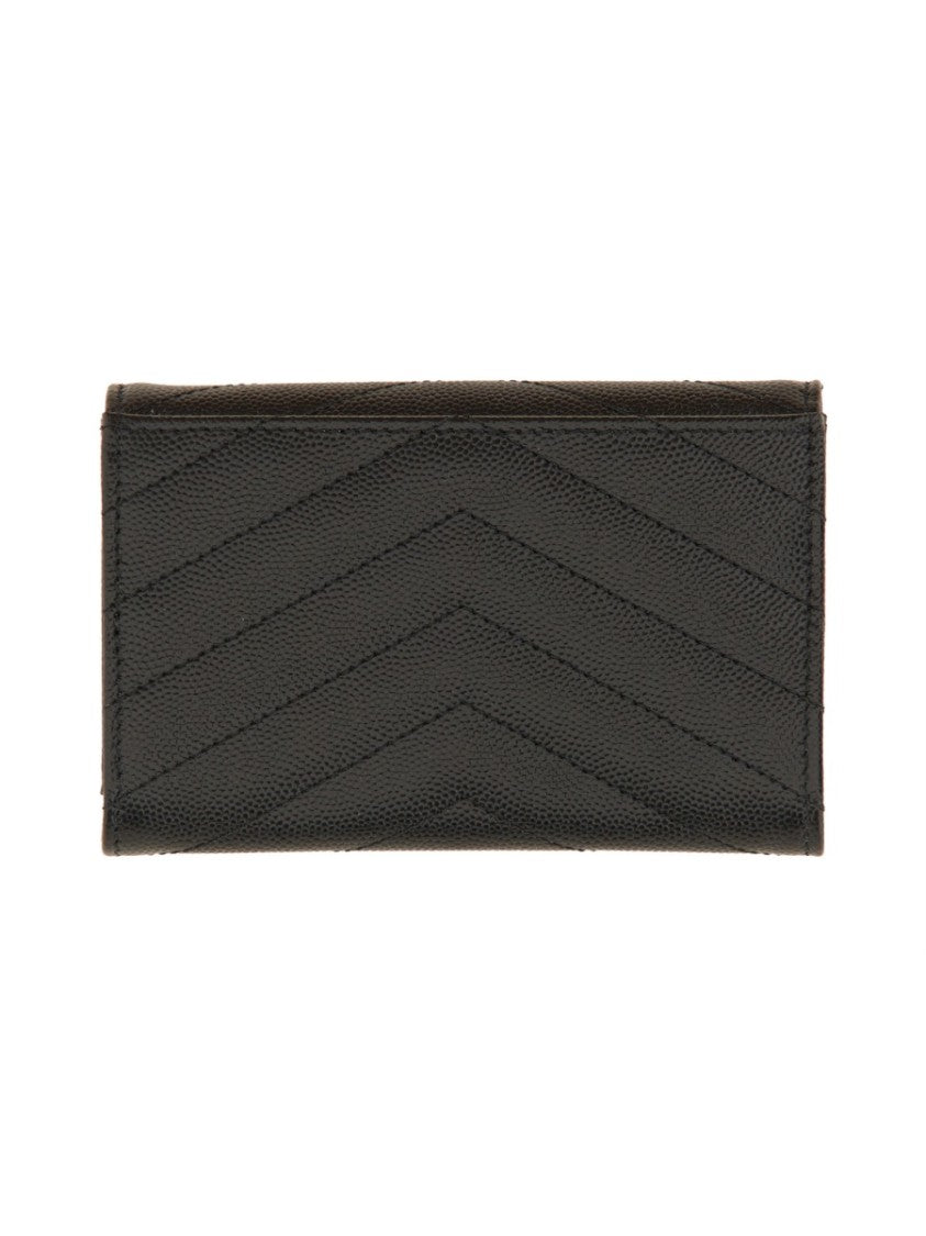 Saint Laurent Envelope-Style Small Wallet With Chevron Quilted Design