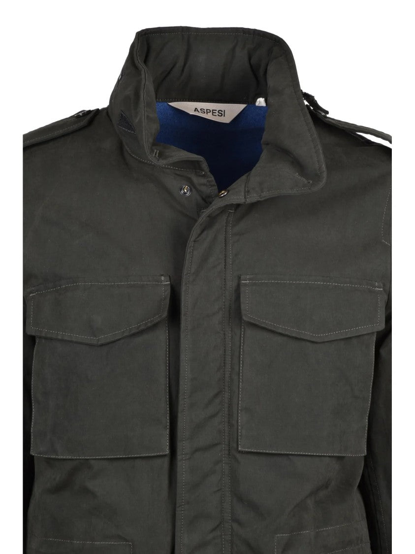 Aspesi Quilted Parka With Concealed Hood And Flap Pockets