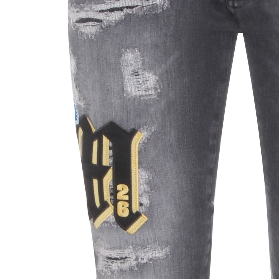 Amiri Slim-Fit Distressed Jeans With Bold Embroidered Patches