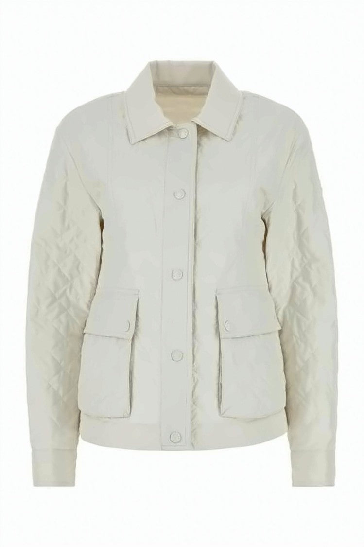 Moncler Quilted Cropped Jacket With Classic Collar And Snap Closure