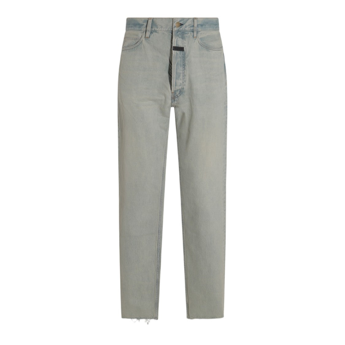 Fear Of God Straight-Leg Jeans In Light Grey Wash With Distressed Hem