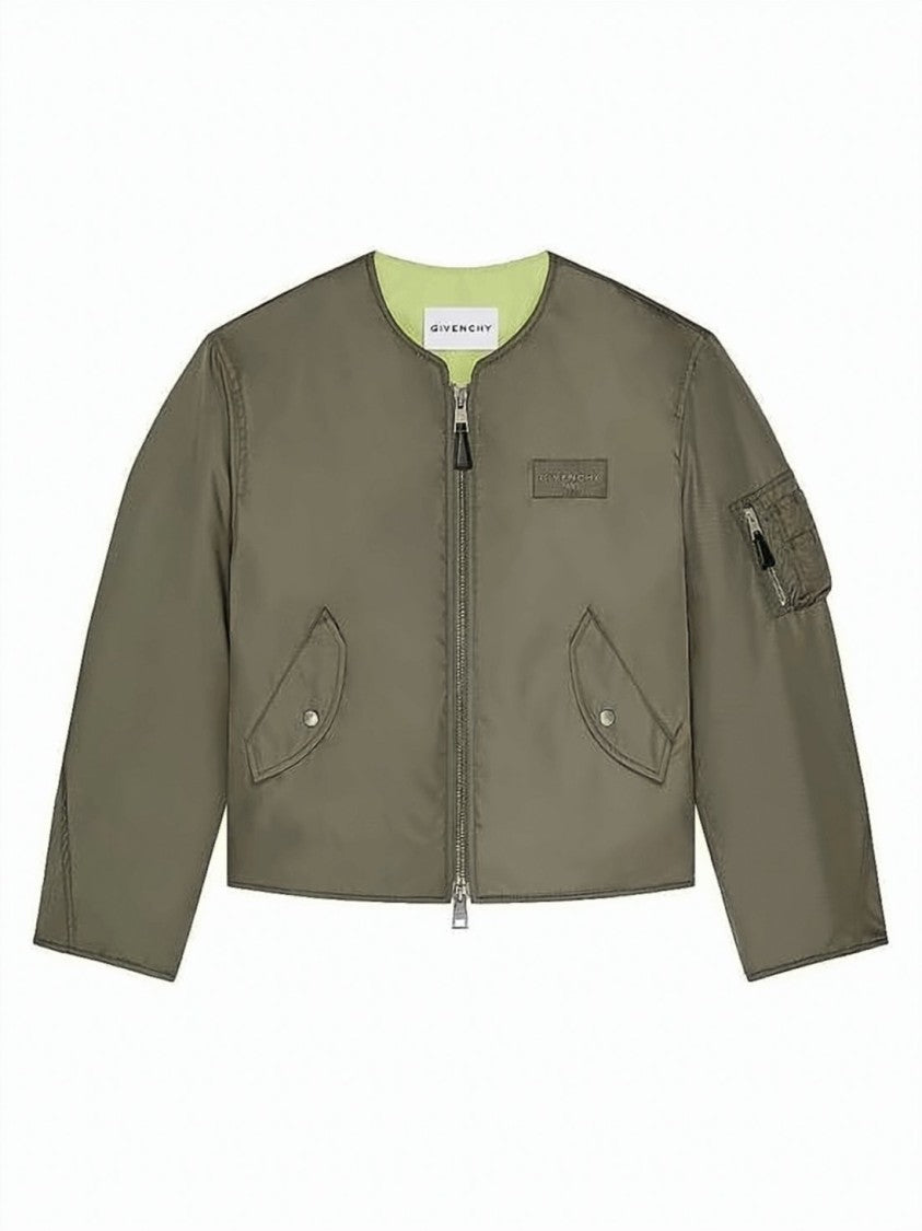 Givenchy Cropped Green Jacket With Functional Pockets