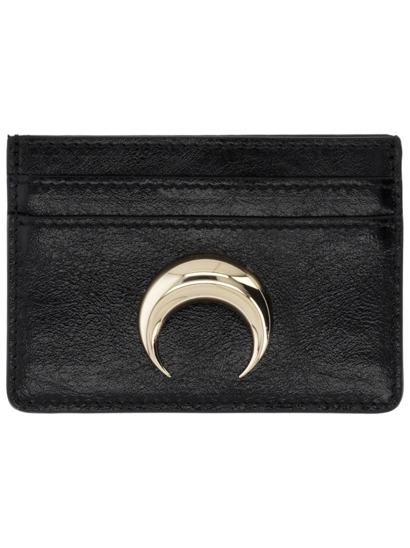 Marine Serre Black Leather Card Holder Wallet