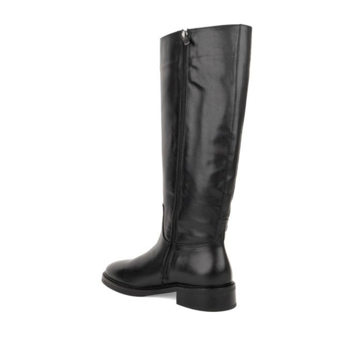 Sergio Moretti Black Polished Finish Ankle Buckle Tall Leather Boots