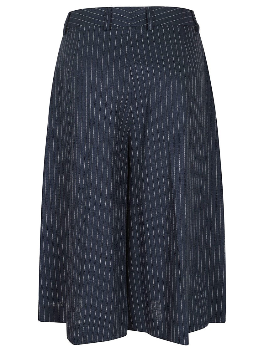Lardini Blue Pinstriped Linen Trousers Skirt