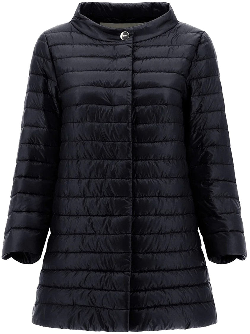 Herno Black Piumino Lightweight Quilted Flared Jacket