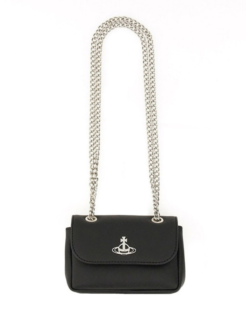 Vivienne Westwood Compact Black Handbag With Chain Strap