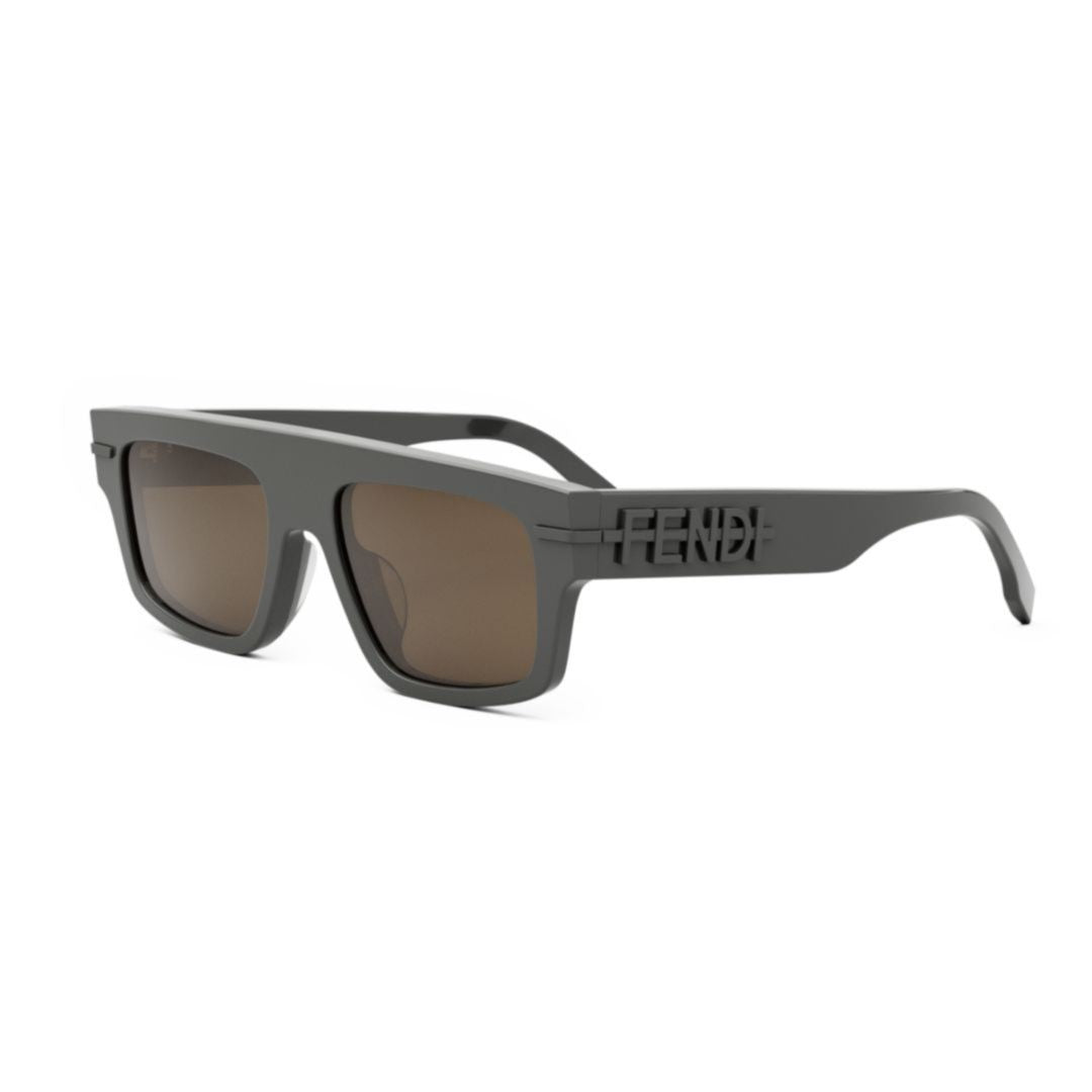 Fendi Bold Rectangular Frame Sunglasses With Raised Logo Detail