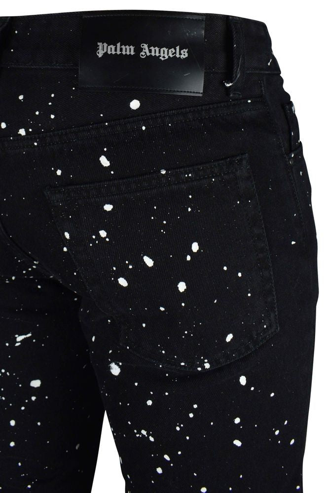 Palm Angels Black Straight-Fit Jeans With Paint Stain Effect