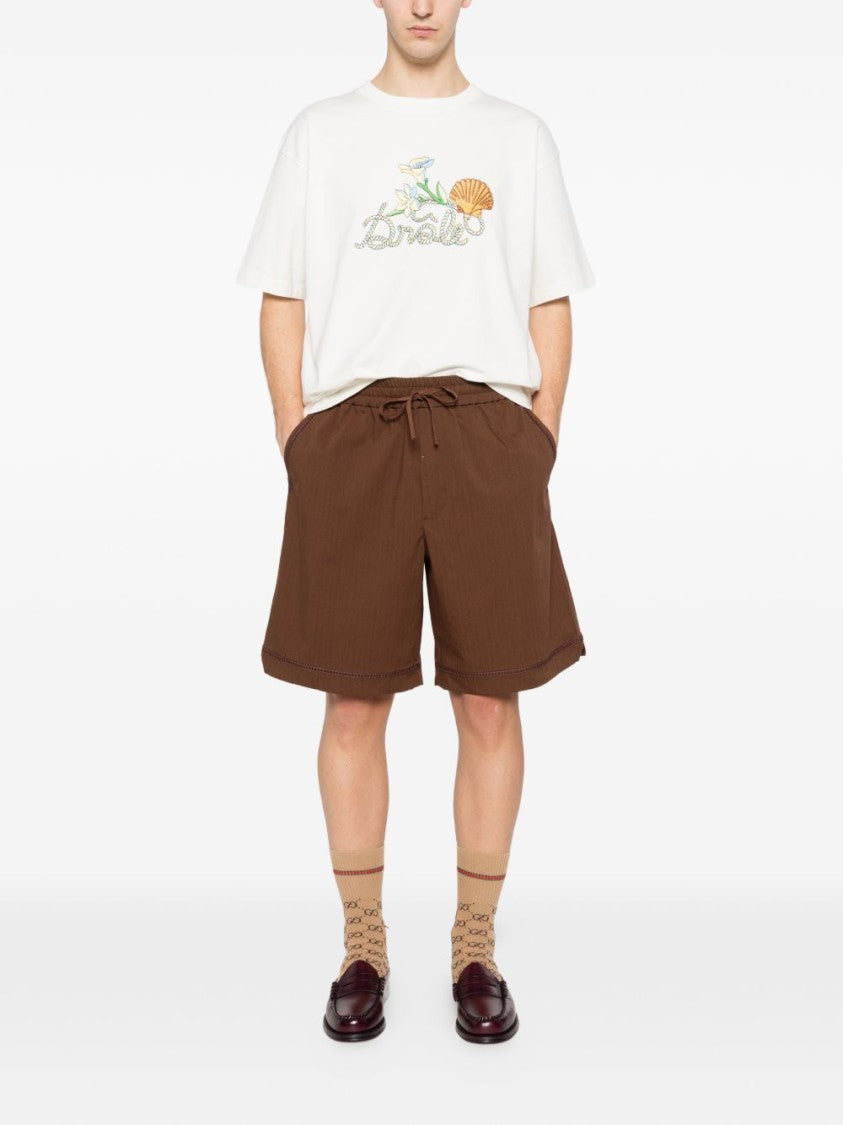 Drôle De Monsieur Floral Print Crew Neck T-Shirt With Seashell Detail