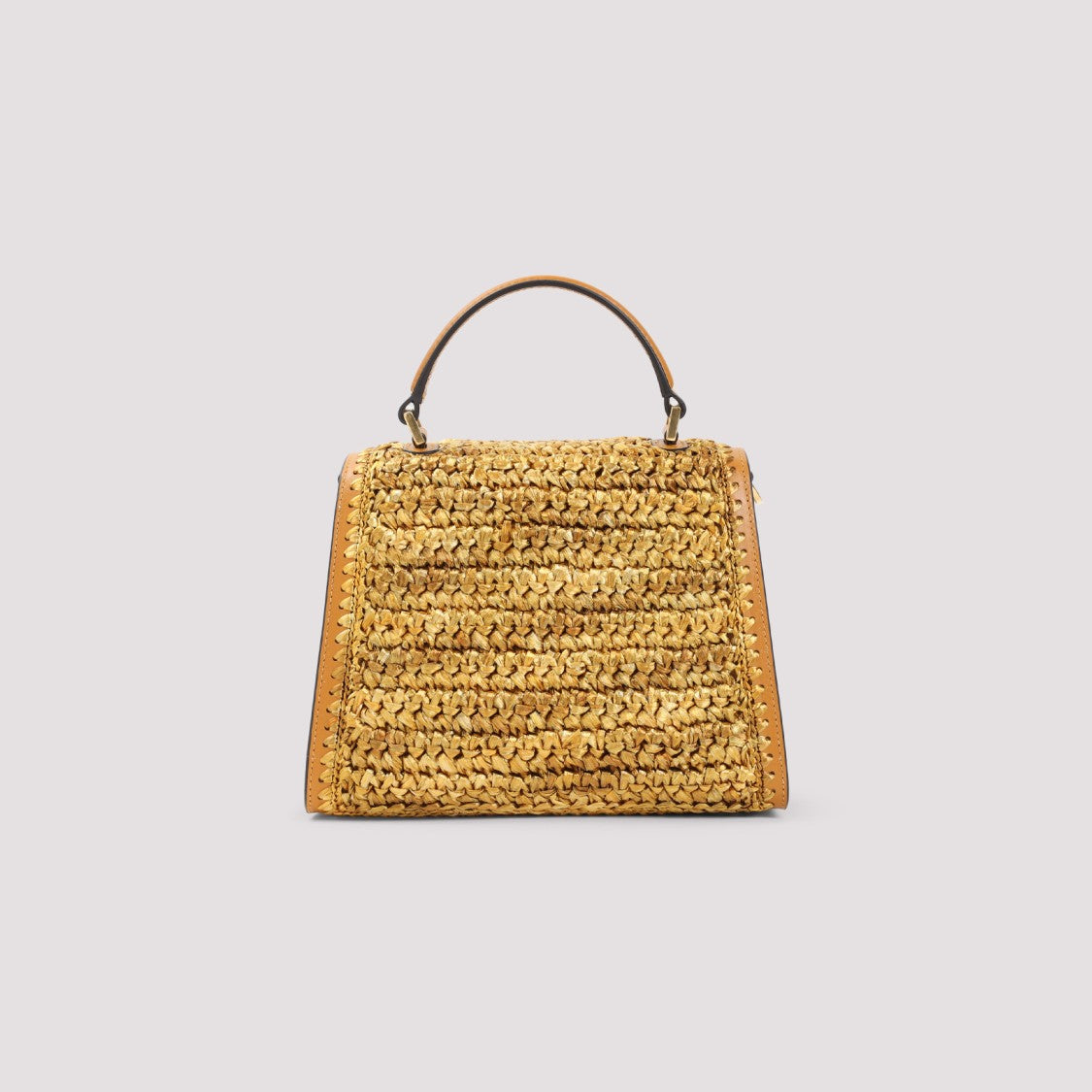 Valentino Garavani Boxy Brown Handbag With Woven Viscose