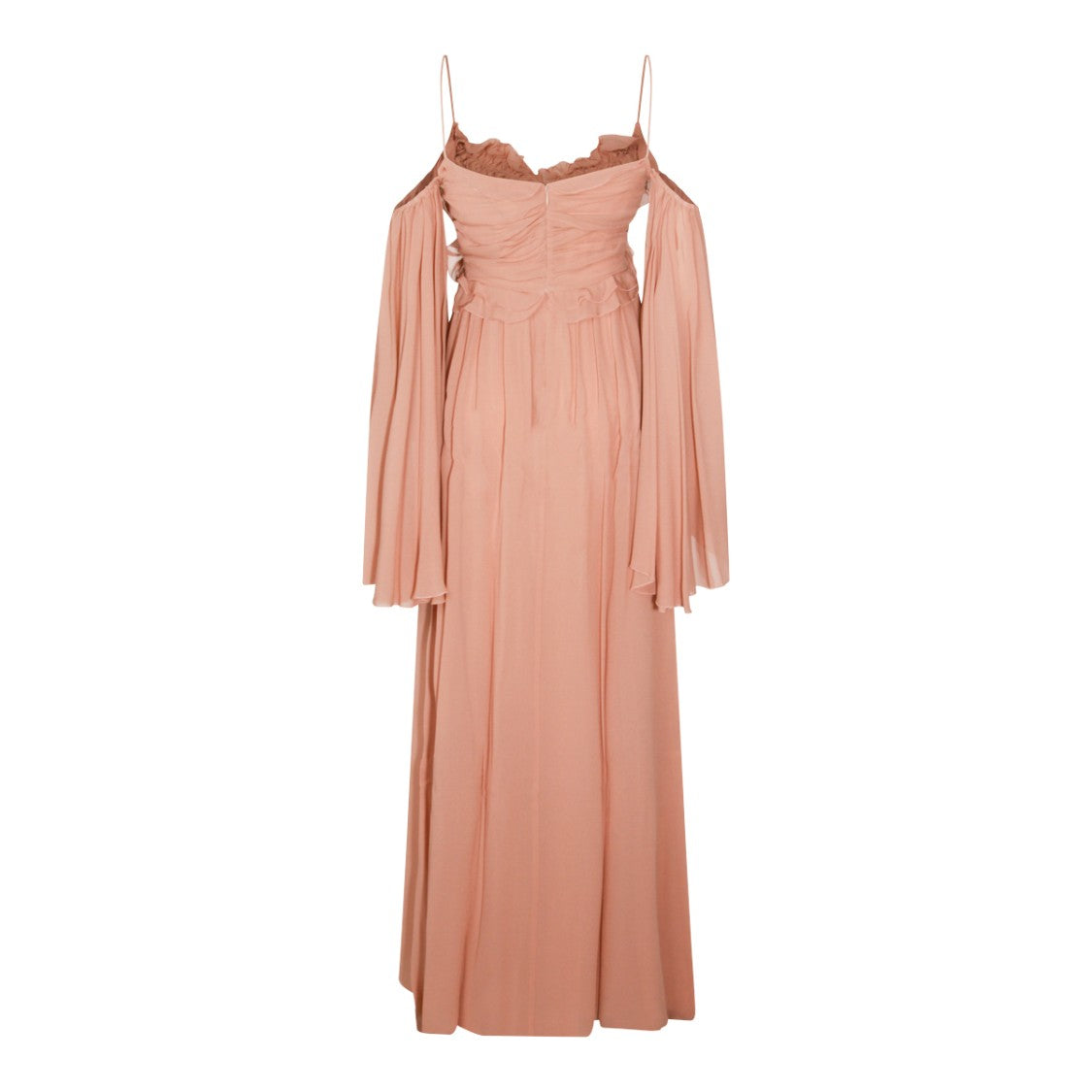 Blumarine Viscose Maxi Dress With Asymmetric Hem And Ruffle Detail