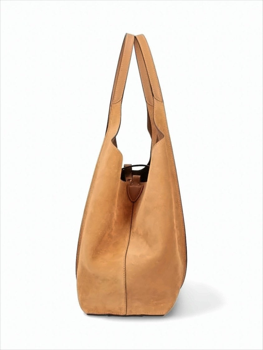 Tod's Spacious Suede Shoulder Bag With Metallic Buckle Closure