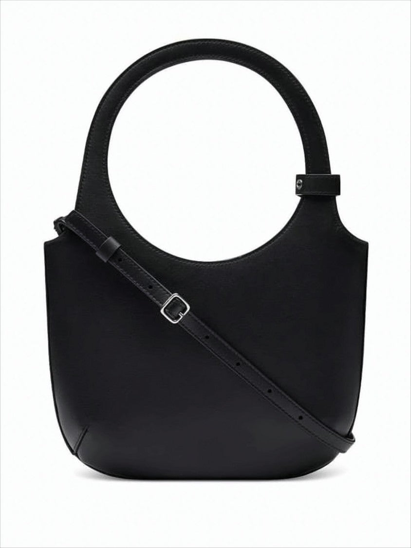 Courrèges Minimalist Black Calf Leather Tote With Adjustable Strap