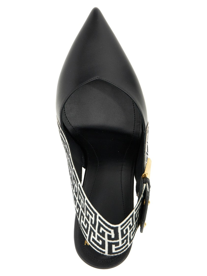 Balmain Ruby Leather Slingbacks With Logo Strap