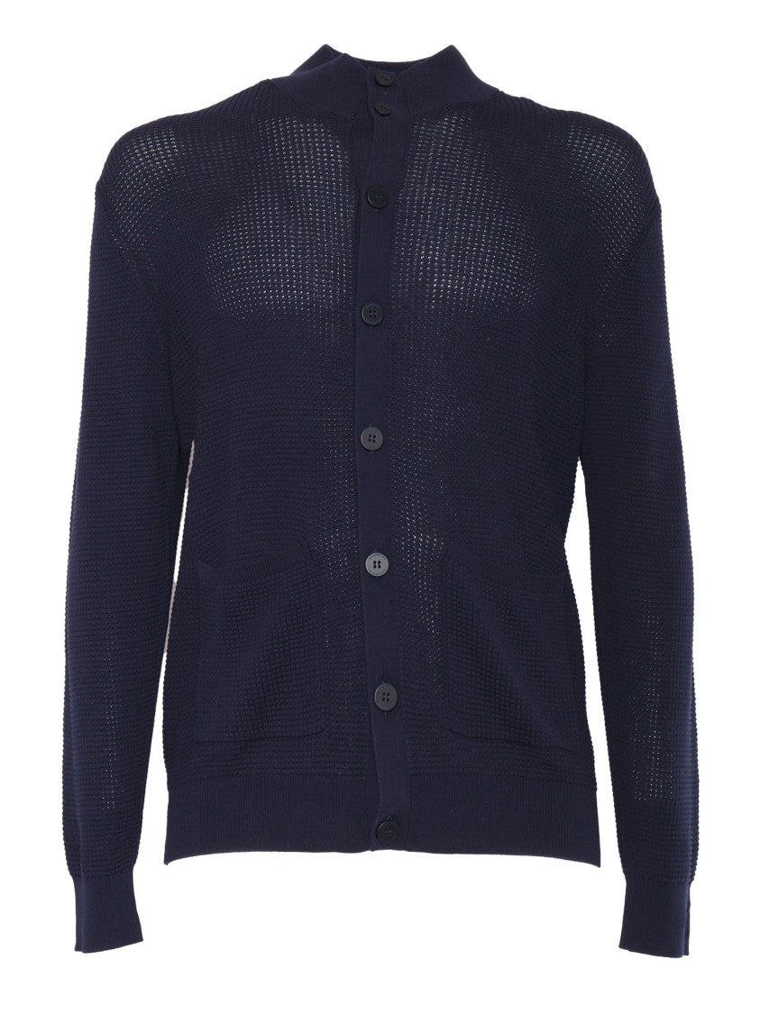 Ballantyne Open-Knit Black Cardigan With Button-Down Front
